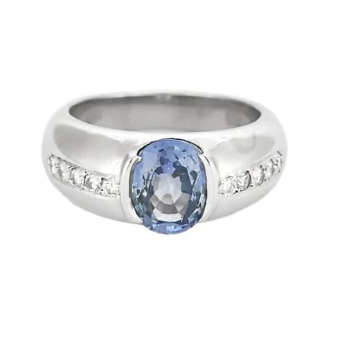 Bague 53 Bague jonc en or blanc 18K, saphir 2,0 ct et diamants 58 Facettes 58FC147