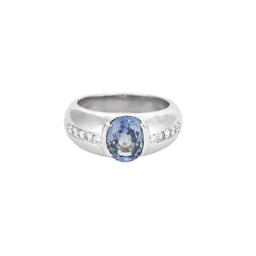 Bague 53 Bague jonc en or blanc 18K, saphir 2,0 ct et diamants 58 Facettes 58FC147