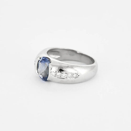 Bague 53 Bague jonc en or blanc 18K, saphir 2,0 ct et diamants 58 Facettes 58FC147