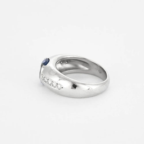 Bague 53 Bague jonc en or blanc 18K, saphir 2,0 ct et diamants 58 Facettes 58FC147