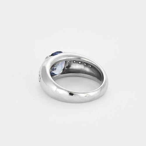 Bague 53 Bague jonc en or blanc 18K, saphir 2,0 ct et diamants 58 Facettes 58FC147