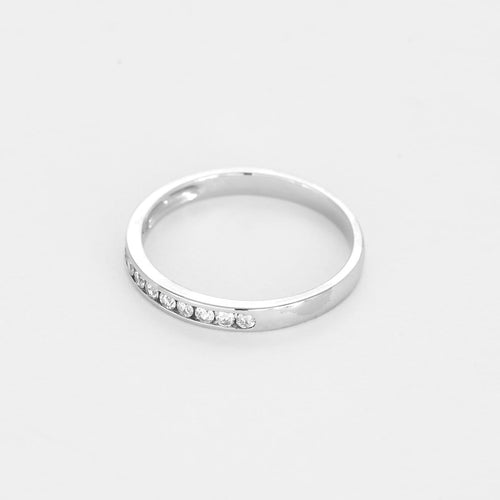 Bague 47.5 Demi-alliance - Bague en or blanc 18K et diamants 0,22 ct 58 Facettes 58FC175