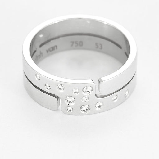 Bague 53 Dinh Van Seventies - Bague moyen modèle en or blanc 18K et diamants 58 Facettes 58FC102