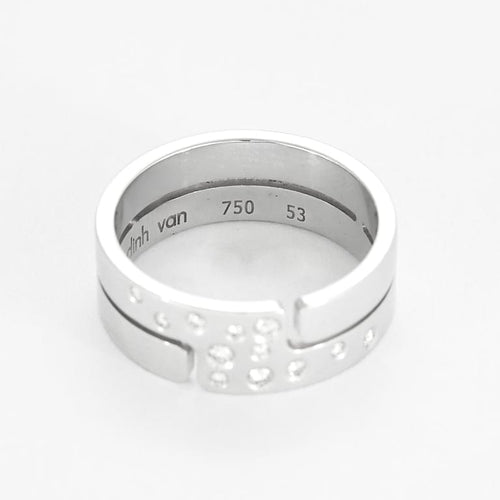 Bague 53 Dinh Van Seventies - Bague moyen modèle en or blanc 18K et diamants 58 Facettes 58FC102