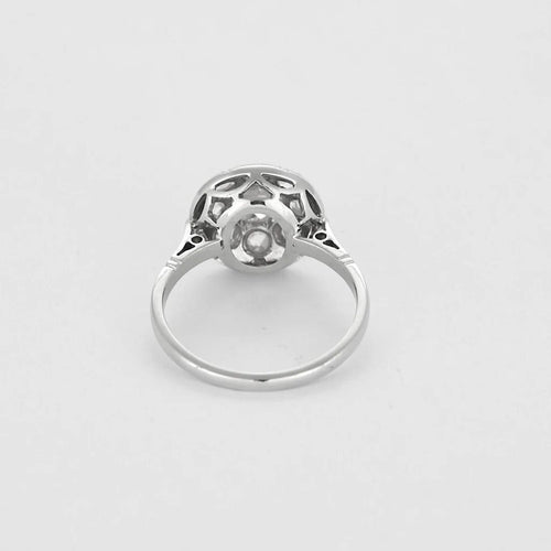 Bague 53 Bague fleur Belle Époque en or blanc 18K et diamants taille rose 58 Facettes 58FC123