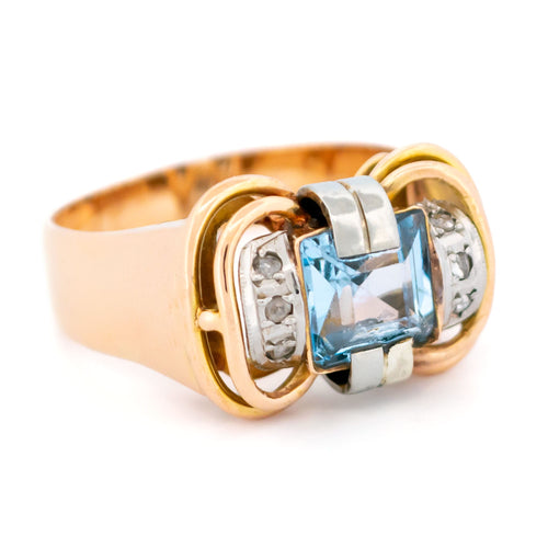 Bague 63.5 Bague Tank en or jaune et blanc 18k, spinelle de laboratoire et diamants taille rose 58 Facettes 04003C336EBB435BAE355B928818F7AC