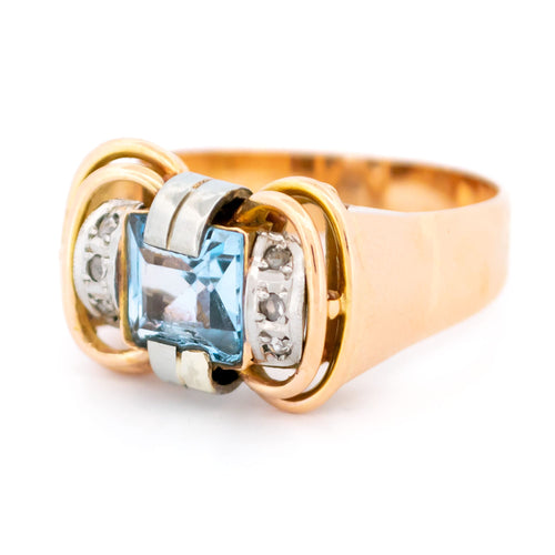 Bague 63.5 Bague Tank en or jaune et blanc 18k, spinelle de laboratoire et diamants taille rose 58 Facettes 04003C336EBB435BAE355B928818F7AC