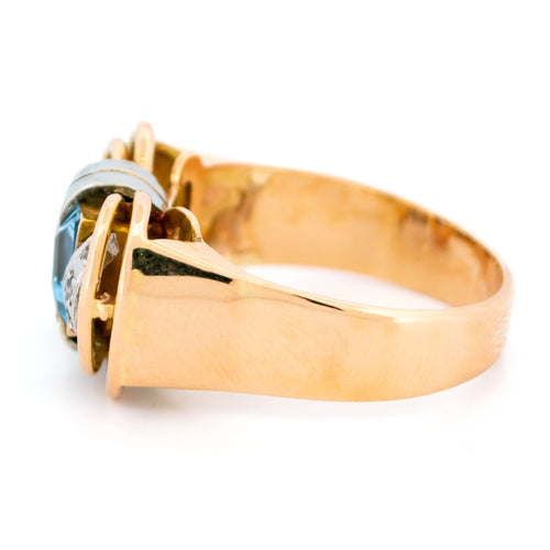 Bague 63.5 Bague Tank en or jaune et blanc 18k, spinelle de laboratoire et diamants taille rose 58 Facettes 04003C336EBB435BAE355B928818F7AC