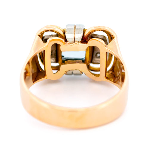 Bague 63.5 Bague Tank en or jaune et blanc 18k, spinelle de laboratoire et diamants taille rose 58 Facettes 04003C336EBB435BAE355B928818F7AC