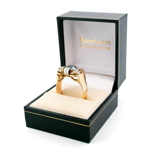 Bague 63.5 Bague Tank en or jaune et blanc 18k, spinelle de laboratoire et diamants taille rose 58 Facettes 04003C336EBB435BAE355B928818F7AC