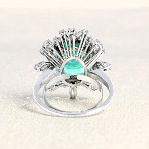 Bague 54 Bague en or blanc, émeraude de Colombie et diamants 58 Facettes OC-61300090
