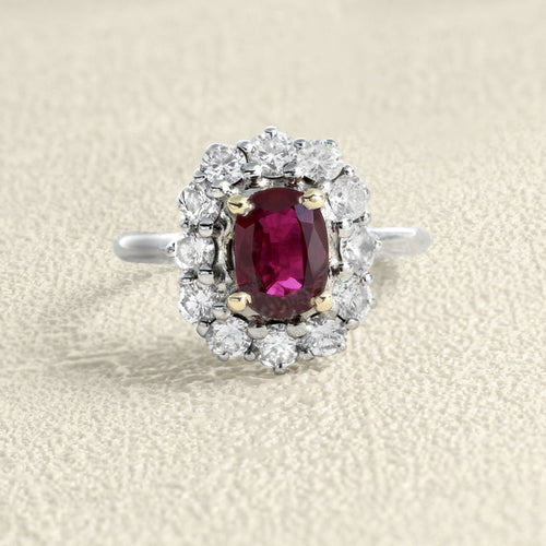 Bague 52 Bague en or blanc, rubis et diamants 58 Facettes OC-61200079