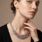 Collier Collier en or gris saphirs multicolores et diamants 58 Facettes OC-63700139