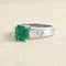 Bague 54 Bague en or gris et jaune avec émeraude de Colombie et diamants 58 Facettes OC-61300089