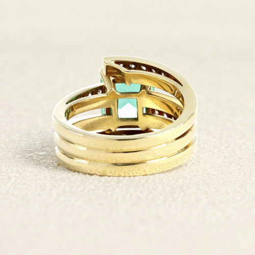 Bague 53 Bague triple en or jaune, émeraude de Colombie et diamants 58 Facettes OC-61300087