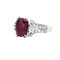 Bague Or Gris, Rubis Non Chauffé et Diamants