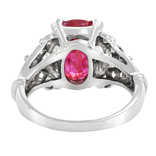 Bague Bague en or gris, rubis non chauffé et diamants 58 Facettes OC-61200080