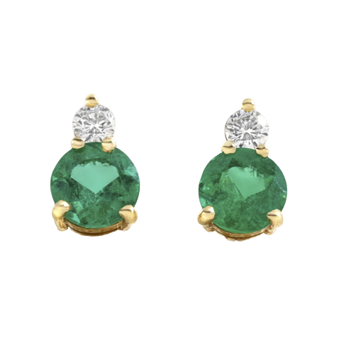 Boucles d'oreilles en or jaune, émeraudes et diamants