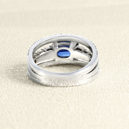 Bague 59 Bague en or gris, saphir et diamants 58 Facettes 61100160