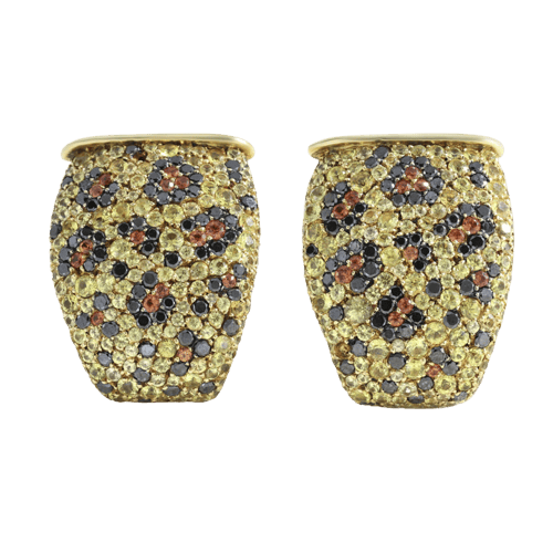 Boucles d'oreilles Boucles d'oreilles clips Panthère en or jaune, saphirs jaunes et diamants 58 Facettes 66000222