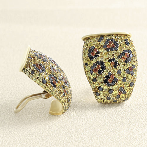Boucles d'oreilles Boucles d’oreilles clips panthère en or jaune 18 carats, saphirs jaunes et diamants 58 Facettes 66000222