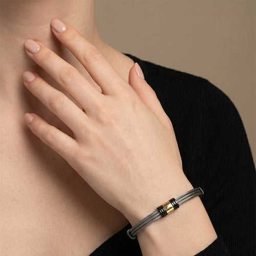 Bracelet Bracelet Albanu Acier PVD et Or Jaune 58 Facettes 62000189