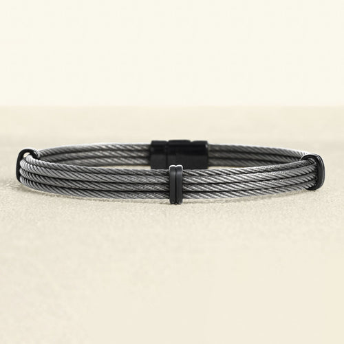 Bracelet Albanu - Bracelet cordon en acier PVD et or jaune 58 Facettes 62000189