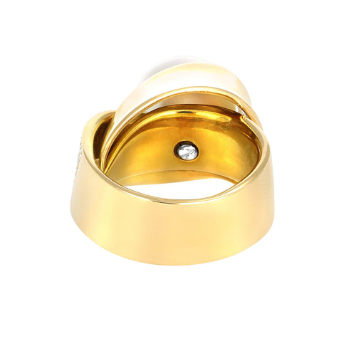 Bague 49 Bague perle d'Australie en or rose et diamants 58 Facettes 61400023