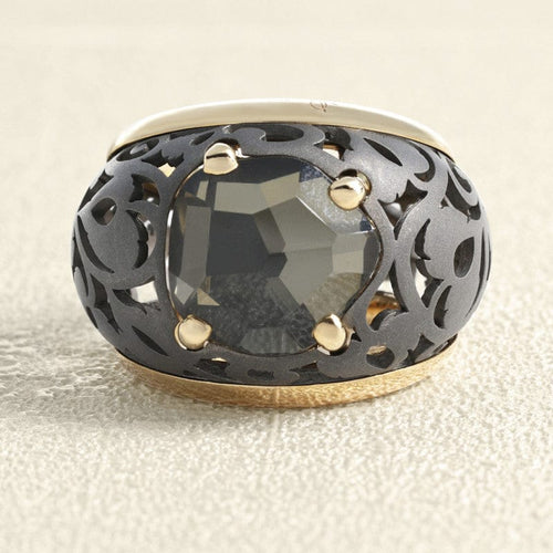 Bague 53 Pomellato Arabesque - Bague en or rose et quartz fumé 58 Facettes 61G00104