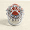 Bague 55 Bague - Corail, saphir et diamants en or gris 58 Facettes 61E00408