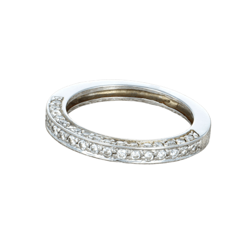 Bague 55 Alliance en or gris et diamants 58 Facettes 61E00464