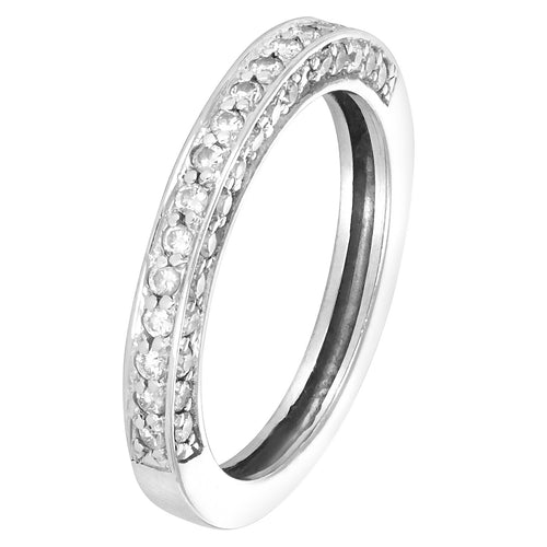 Bague 55 Alliance - Bague en or gris et diamants 58 Facettes 61E00464