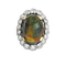 Pompadour - Bague en or gris, opale et diamants