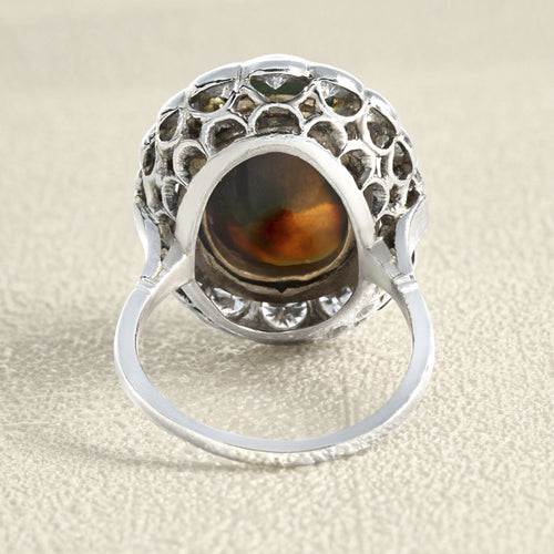 Bague 54 Bague Pompadour - Bague en or gris opale et diamants 58 Facettes 61G00056