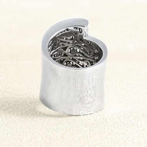 Bague 53 Bague bandeau en or gris 750 pavée de diamants 58 Facettes 61E00438