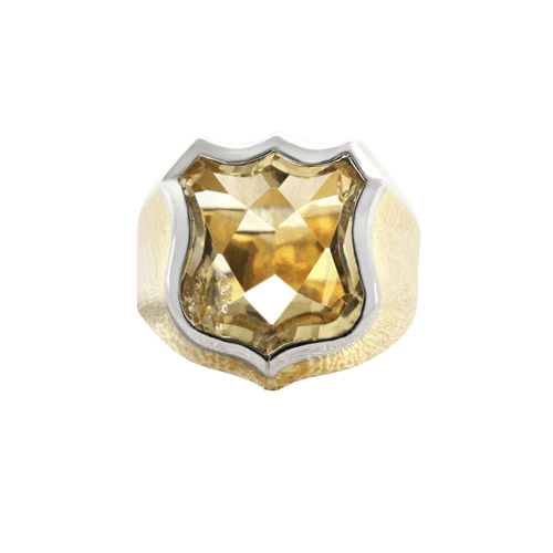 Bague 53 Chevalière Écu en or jaune et citrine 58 Facettes 61G00079