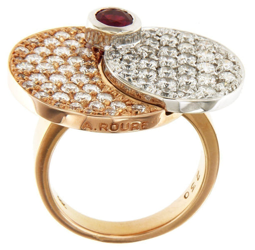 Bague 53 Alain Roure - Bague bicolore en or rose et blanc, rubis et diamants 58 Facettes OC-61E00496