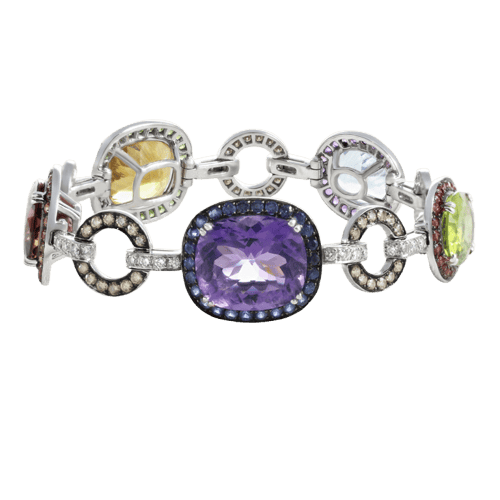 Bracelet Bracelet articulé en or gris, diamants, améthystes, citrines et péridots 58 Facettes 62500010