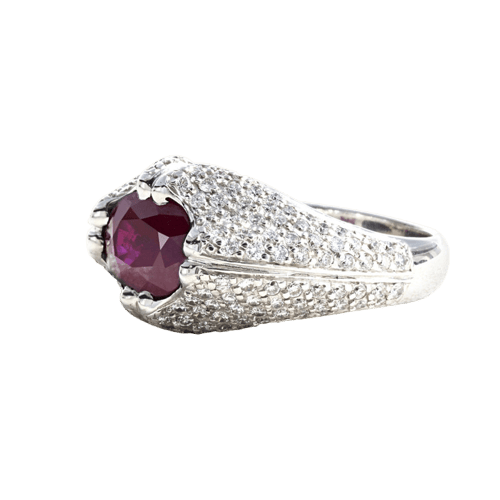 Bague 53 Bague en or blanc 750/1000, rubis et diamants 58 Facettes 61200005