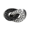 Bague en or gris, diamants blancs et noirs