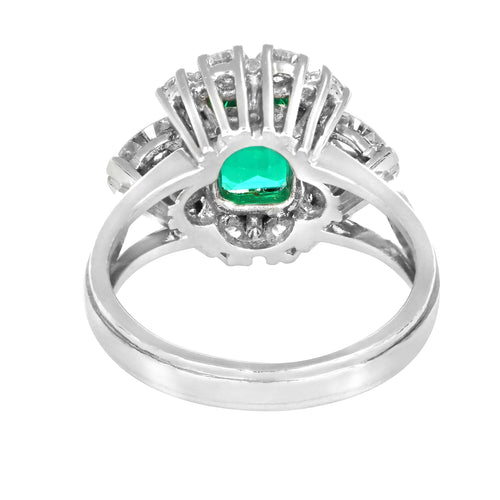 Bague 54 Bague - Émeraude de Colombie et diamants en or gris 58 Facettes 61300039