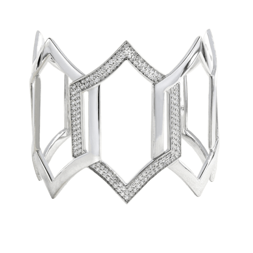 Bracelet Messika - Bracelet manchette Arlequin en or blanc 750 et diamants 58 Facettes 62100114