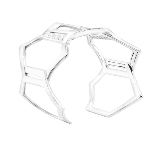 Bracelet Messika Arlequin - Bracelet manchette en or blanc et diamants 58 Facettes 62100114