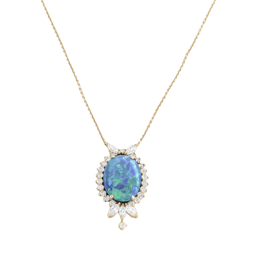 Pendentif Pendentif en or jaune, opale bleue d'Australie et diamants 58 Facettes 64700138