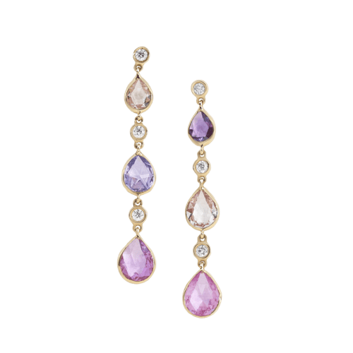 Boucles d'oreilles Boucles d'oreilles pendantes en or rose, saphirs et diamants 58 Facettes 661D00026