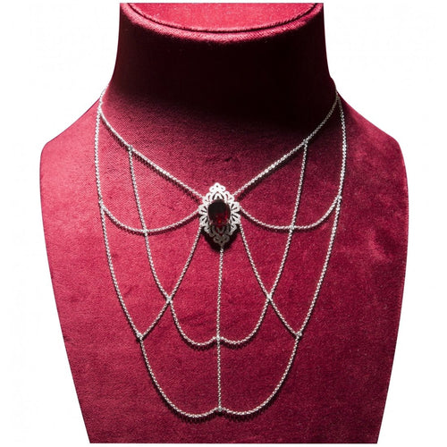 Collier Collier en or gris, grenat et diamants 58 Facettes 63700036