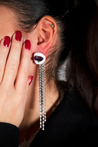 Boucles d'oreilles Lydia Courteille - Boucles d’oreilles en or blanc, améthyste et diamants 58 Facettes 661D00019