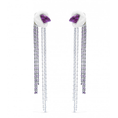 Boucles d'oreilles Lydia Courteille - Boucles d’oreilles en or blanc, améthyste et diamants 58 Facettes 661D00019
