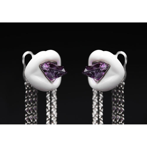 Boucles d'oreilles Lydia Courteille - Boucles d’oreilles en or blanc, améthyste et diamants 58 Facettes 661D00019