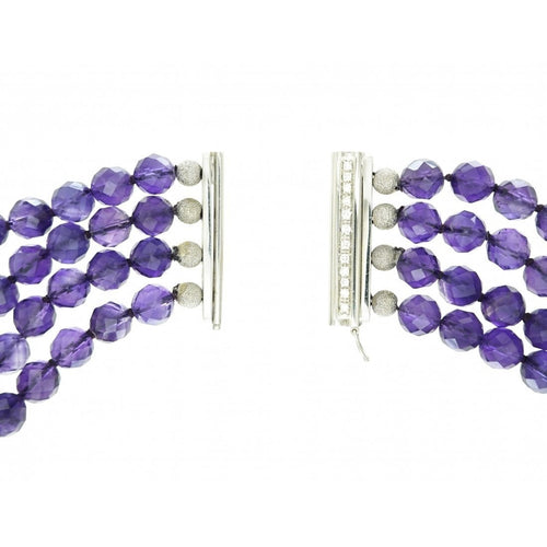 Collier Collier - Collier en or gris, améthystes et diamants 58 Facettes 63700083